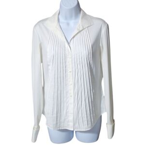 Lafayette 148 New York White Button Down Tuxedo Shirt